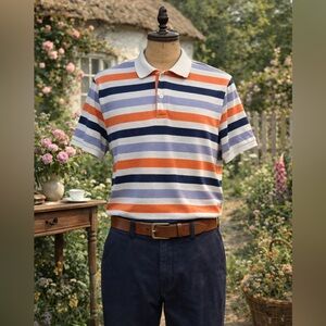 Corneliani Designer Multicolor Cotton Striped Polo Shirt